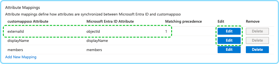 Skärmdump som visar Entra-gruppattributmappning