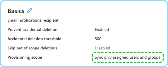 Skärmdump som visar Entra-provisioneringsinställningar
